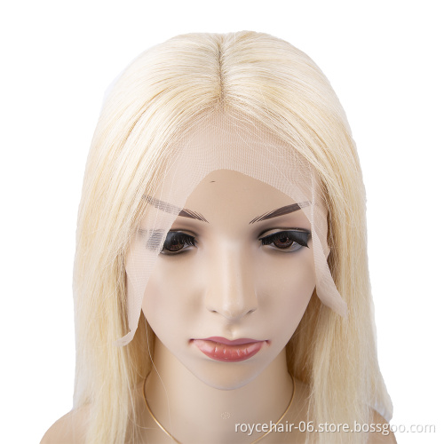 Brazilian Virgin Hair Straight Blond 613 Pre Plucked Short Bob Wig Human Hair Lace Front Wigs for African American